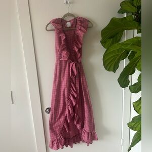 Misa Los Angeles Plaid Maxi Ruffled Dress